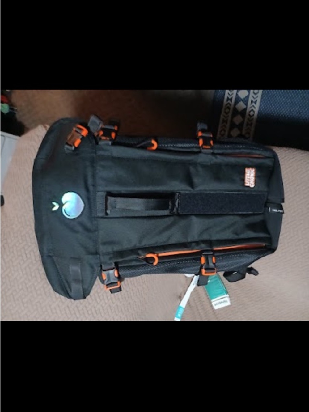 Little Chonk Black and Orange book bag size medium